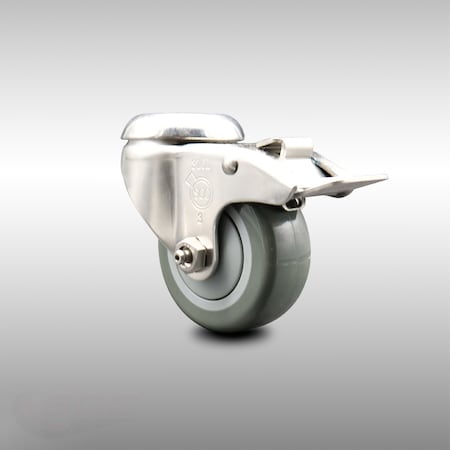Service Caster 3 Inch 316SS Gray Polyurethane Swivel Bolt Hole Caster with Total Lock Brake SCC-SS316BHTTL20S314-PPUB